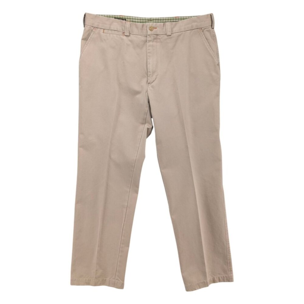 J McLaughlin Chino Pants Mens Beige Khaki Flat Front Cotton Size 38x31